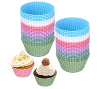 24 Moules à Muffins en Silicone Antiadhésifs, Mini Moules à Pâtisserie Réutilisables et antiadhésifs sans pour Cupcakes, Gâteaux, Donuts, Desserts, Crèmes et Puddings