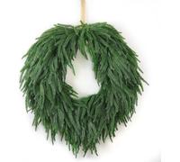 24 "Norfolk Pine Couronne de Noël pour Porte d'entrée - Grande Couronne de Verdure Artificielle pour Mur, Porche ou décor de Vacances extérieur intérieur (Guirlande Verte Pure)
