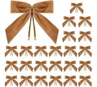 24 Nœuds de Noël en Velours - Lot de Boucles Décoratives 8,9 cm pour Sapin, Couronnes et Cadeaux | Décoration Festive pour Intérieur & Extérieur | pour Guirlande, Porte, Chemisée et Déco de Table