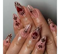 24 ongles irréguliers bout français pression griffonnages en forme de coeur et étoile, décoration de mariage et de fête, ongles femme