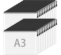 24 Pack A3 Plastic Zipper Pouches For School Office Travel (Black)