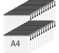 24 Pack A4 Plastic Zipper File Bags For School Office Travel (Black)
