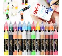 24 Pack Candle Pens,30ml Each,5 Different Color Effects,Acrylic Painting Set With 3 Brushes For Fabric,Cardboard,Wood,Ceramic,Glass Painting And Decoration.[W443]