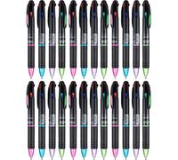 24 Pack Retractable Ballpoint Pens Multicolor Ink 4 Colors Black, Blue, Red And Green Gel Ink Ballpoint Pens