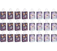 24 Pack Sacs Cadeaux d'Espace Extra-Atmosphérique Sac à Friandises avec Poignées Sac de Faveur de Fête Planète Galaxie Sac de Bonbons de Cosmos