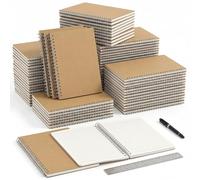 24 Packs Lined A5 Spiral Notebook, 8.3 x 5.5 In, Journals Bulk 120 Pages/60Sheets, Hardcover Spiral A5 Notebook Journal, Kraft Travel Notebooks Bulk for Work School Business Office (48, Kraft)