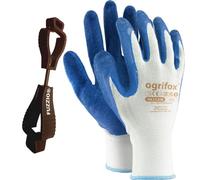 24 paires de gants de travail Ogrifox enduits et porte-gant avec clip pour gants FUZZIO® (XL-10, Bleu)