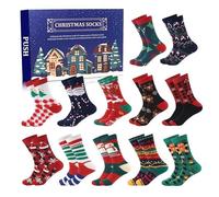 24 Pairs Christmas Advent Calendar Blind Box Sock, Christmas Advent Calendar 2025 Adults Calendars Sock, for Adults Xmas Party (12Pair*A)