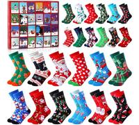 24 Pairs Christmas Advent Calendar Blind Box Sock, Christmas Advent Calendar 2025 Adults Calendars Sock, for Adults Xmas Party (24Pair*B)