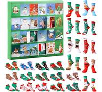 24 Pairs Christmas Advent Calendar Blind Box Sock, Christmas Advent Calendar 2025 Adults Calendars Sock, for Adults Xmas Party (24Pair*A)