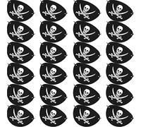 24 Paquets Pansements pour Yeux de Pirate Noir Masque Oculaire Capitaine Caribbean One Eye Skull pour Fête d’Halloween de Noël et Faveurs de Fête pour Enfants (Feutre)