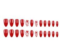 24 Pcs Amond Forme Faux Nails Stick Stick On Heart Valentin Artificial Saint-Valentin Pressez-vous Pour La Fête