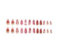 24 Pcs Appuyez Sur Les Ongles, Artificielle Français Courte Amande Ongles Conseils, Manucure Art Design Pour Les Femmes
