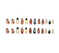 24 Pcs Appuyez Sur Les Ongles, Artificielle Français Courte Amande Ongles Conseils, Manucure Art Design Pour Les Femmes