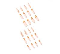 24 PCS AUTUMNE HIVER FAUX Nails Nails Artificiels Rayés Stick Pointe Français Sur Des Ongles Presse Scintillante Sur Les Ongles