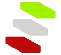 24 Pcs Bande Réfléchissante Autocollante, Autocollant Réfléchissant Imperméable Haute Visibilité, 3x8cm Stickers Réfléchissants pour Casque Moto, Vélo, Poussette - Vert, Rouge, Blanc