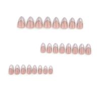 24 Pcs Blanc Français Pointe Appuyez Sur L'amande Des Ongles Couvertures Complètes Ongles Acryliques Avec Élégant Ligne D'or Pour La Fête De Mariage De Pointe Française L'ongle