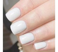 24 Pcs Blancs Blancs Couvertures Fausses Ongles Courts Courts Pressés Sur Les Ongles Stick De Couleur Solide Sur Acrylique Réutilisable