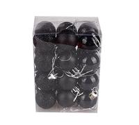 24 PCS Boule de Sapin de Noël en Plastique Transparent Incassable Ornements de Boule de Noël Boules de Noël Décoratives Ensemble de Boules avec Décorations Délicates Farcies 30mm / 1.18" (Le Noir)
