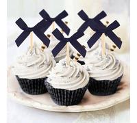 24 pcs bow noir cupcake toppers dessus de gâteau décorations d'anniversaire avec nœud pour bow bridal shower bachelorette babyshower