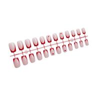 24 Pcs Carrés Faux Ongles Simples Ongles Artificiels Beaux Coeur Bâton Sur Presse Française Sur Presse