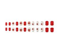 24 Pcs Coeur Polker Dots Complets Couvertures Fausses Ongles Ongles Acryliques Saint-Valentin Appuyez Sur Un Bâton Carré Court Sur