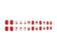 24 Pcs Coeur Polker Dots Complets Couvertures Fausses Ongles Ongles Acryliques Saint-Valentin Appuyez Sur Un Bâton Carré Court Sur