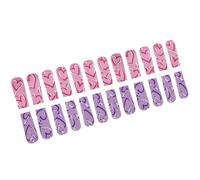 24 Pcs Coeurs Complets Couvrent Faux Ongles Long Coffin Acrylique Festival Bâton Le Jour De La Saint-Valentin