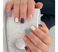 24 Pcs Complets Brillants Couverts Faux Ongles Élégants Bâtons Sur La Presse À L'œil Des Chats Sur L'acrylique Artificiel Réutilisable