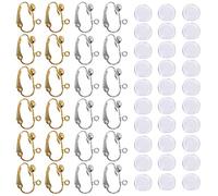24 Pcs Convertisseur de Boucle D'oreille Clip-on & 30 coussinets de boucle d'oreille en silicone SENHAI 12 Paires Argent & Plaqué Or Bricolage boucle d'oreille fabrication de bijoux