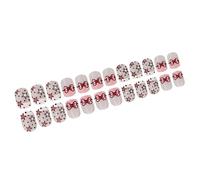 24 Pcs Courts Carrés Faux Ongles Beaux Étoiles Press Sur Des Ongles Bowknot Ongles Acryliques Couvertures Complètes Brillantes Sur Les Ongles