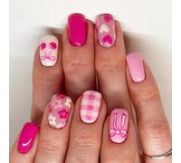 24 Pcs Couvertures Complètes Brillantes Bâton Sur Les Ongles Mediums Carré Fausse Belles Fleurs De Fleurs Sous Coeur Artificiel