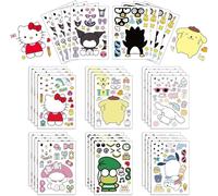 24 Pcs Cute Cartoon Autocollant,Mignon Anime Stickers,Diy Dessin Animé Autocollants,Make A Face Autocollants,Enfants Autocollants De Puzzle,Animal Sticker Pour École Fête D'anniversaire Faveurs