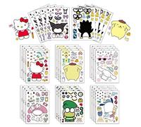 24 Pcs Cute Cartoon Autocollant,Mignon Anime Stickers,DIY Dessin Animé Autocollants,Make a Face Autocollants,Enfants Autocollants de Puzzle,Animal Sticker pour École Fête D'anniversaire Faveurs