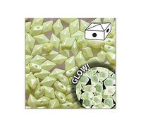 24 pcs DIAMONDUO Glass Two-Hole Beads Rhombus gemduo 5 x 8 mm, Mint Glow in The Dark