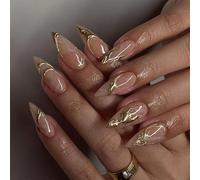 24 PCS Faux Nails Couvertures Complètes Simples Stick Sur La Presse Réutilisable Artificielle En Forme D'amande