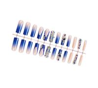 24 PCS Faux Ongles Avec Des De Pointe Française Artificielle Sur Long Coffin Presse