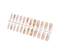 24 PCS Faux Ongles Avec Des Fleurs Stick Tip De Pointe Artificielle Sur Long Coffin Press On