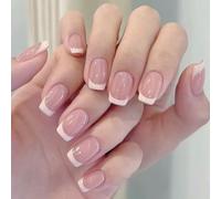 24 PCS Faux Ongles, Press on Nails French Tip Faux Ongles Kiss Nails Faux Ongles Stick on Nails French Nails pour Femmes et Filles Porter Quotidiennement