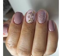 24 Pcs Fleurs Bâton Sur Des Ongles Simples Ongles Artificiels Courts Fous Faux Ongles Paillettes Pressantes Sur Les Ongles Pour Les Filles