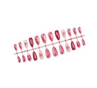 24 Pcs Fleurs Bâton Sur Les Ongles De Forme Artificielle Forme De L'amande Fausse Presse Brillante