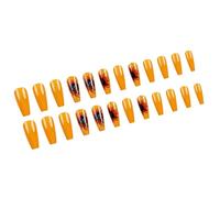 24 PCS FLOWER PRESS SUR LES Nails Long Glossy Coffin Faux Nails Avec Des Conceptions Paillettes Les Couvertures Complètes Tiennent Pour Femmes Faux Ongles