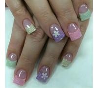 24 PCS French Tip Press On Nails Short Acrylic Nails Flowers Flowers Couvertures Stick Le Jour De La Saint-Valentin Faux