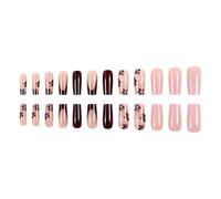 24 PCS FRENSP TIP Stick On Nails Valentins False Mediums Square Presse Sur La Fleur Artificielle