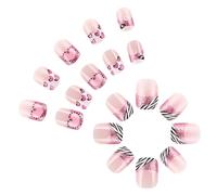 24 Pcs Glittering Press On Nails Heart Full Covers Stick On Valentines Day False Mediums Acrylic