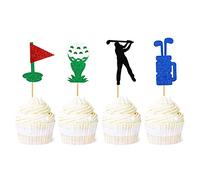 24 Pcs Golf Cupcake Toppers Golf Player En Forme De Gâteau Décor Picks Black Glitter Cupcake Toppers Thème De Fête D'anniversaire Décorations De Gâteau De Fête