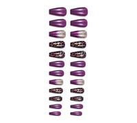 24 PCS GRADIENTS LEOPARDS Stick On Nails Fashion Press On Nails Glittering Acrylique Long Cercueil Faux