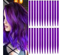 24 PCS Hair Extensions Clip in, 22 Inch Colored Hair Extensions Party Highlights Long Straight Synthetic Hairpieces for Women Cosplay Halloween Christmas (Dark Violet)