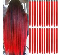 24 PCS Hair Extensions Clip in, 22 Inch Colored Hair Extensions Party Highlights Long Straight Synthetic Hairpieces for Women Cosplay Halloween Christmas (red)