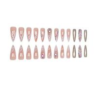 24 PCS Long Presse Sur Les Ongles En Acrylique Faux Ongles Talons Aiguilles Fleurs Artificielles Bâtir Pour Fête